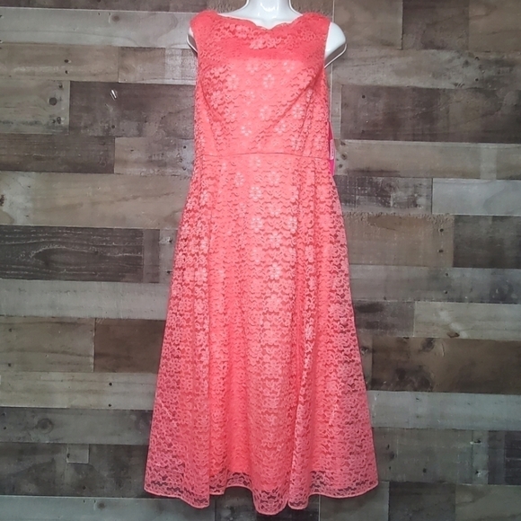 New Betsey Johnson Floral Lace A-line Midi Dress Sz 10 - Picture 2 of 13